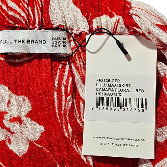 NWT Faithfull the Brand Lulu Camara Floral Print Maxi Skirt Sz. 10 [XL] Red - Picture 7 of 13